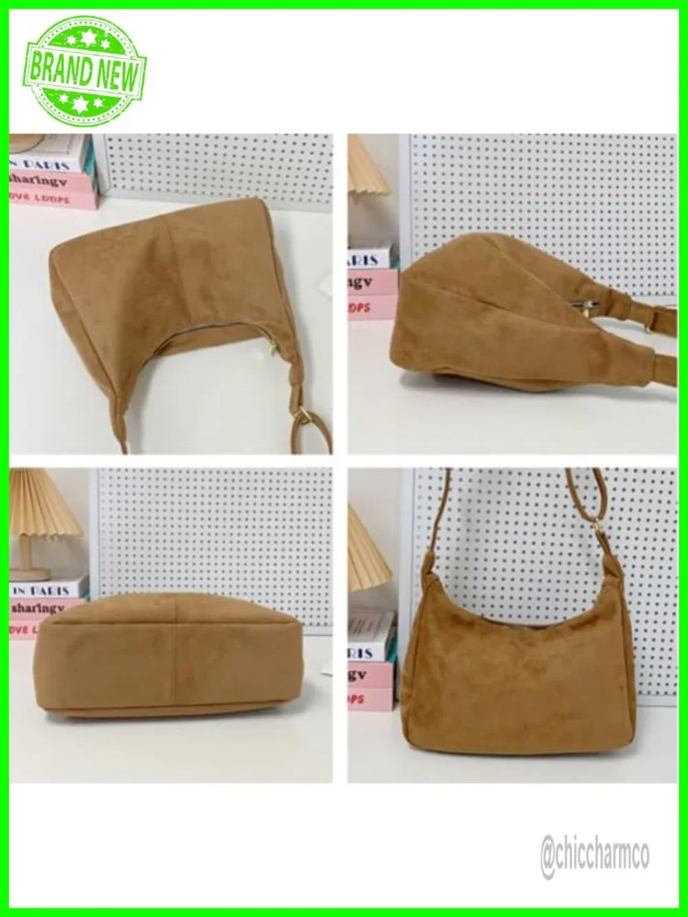 Slouchy Suede Hobo Bag Underarm Shoulder Crossbody Purse